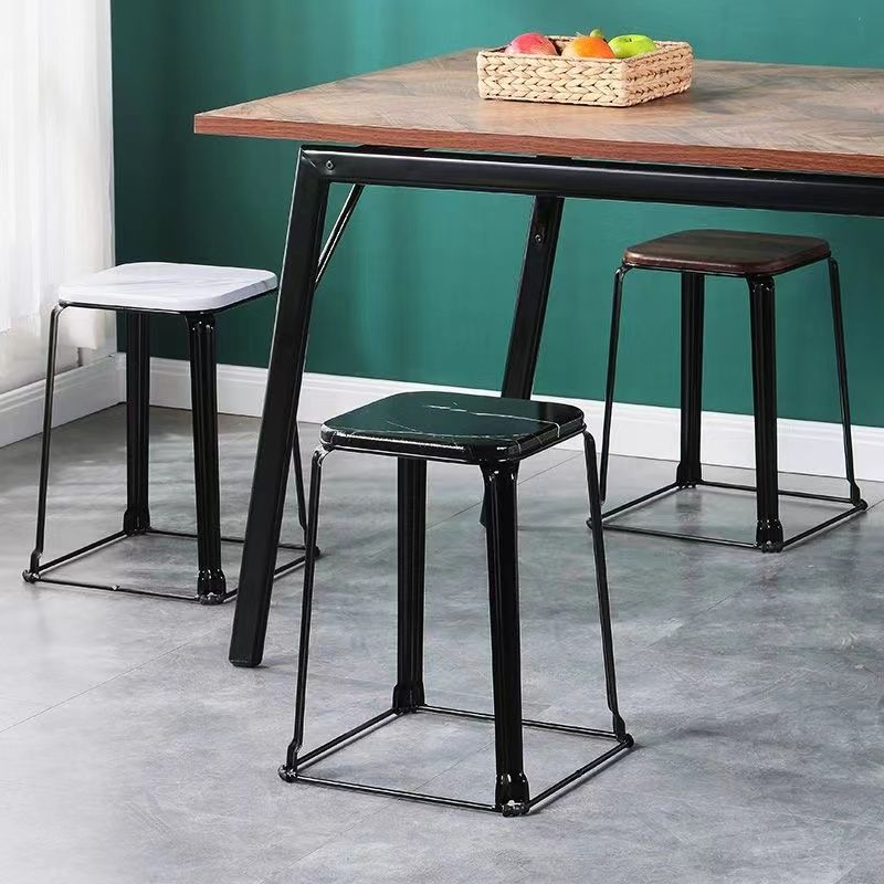 Modern and simple household iron stools, durable square stools, thickened iron set stools, table stools, adult storage stools Item Picture