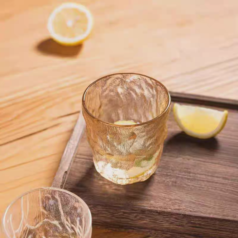 日式透明冰川纹玻璃杯喝水杯啤酒杯家用创意洋酒杯茶杯威士忌酒杯 玻璃杯 玻璃 酒杯