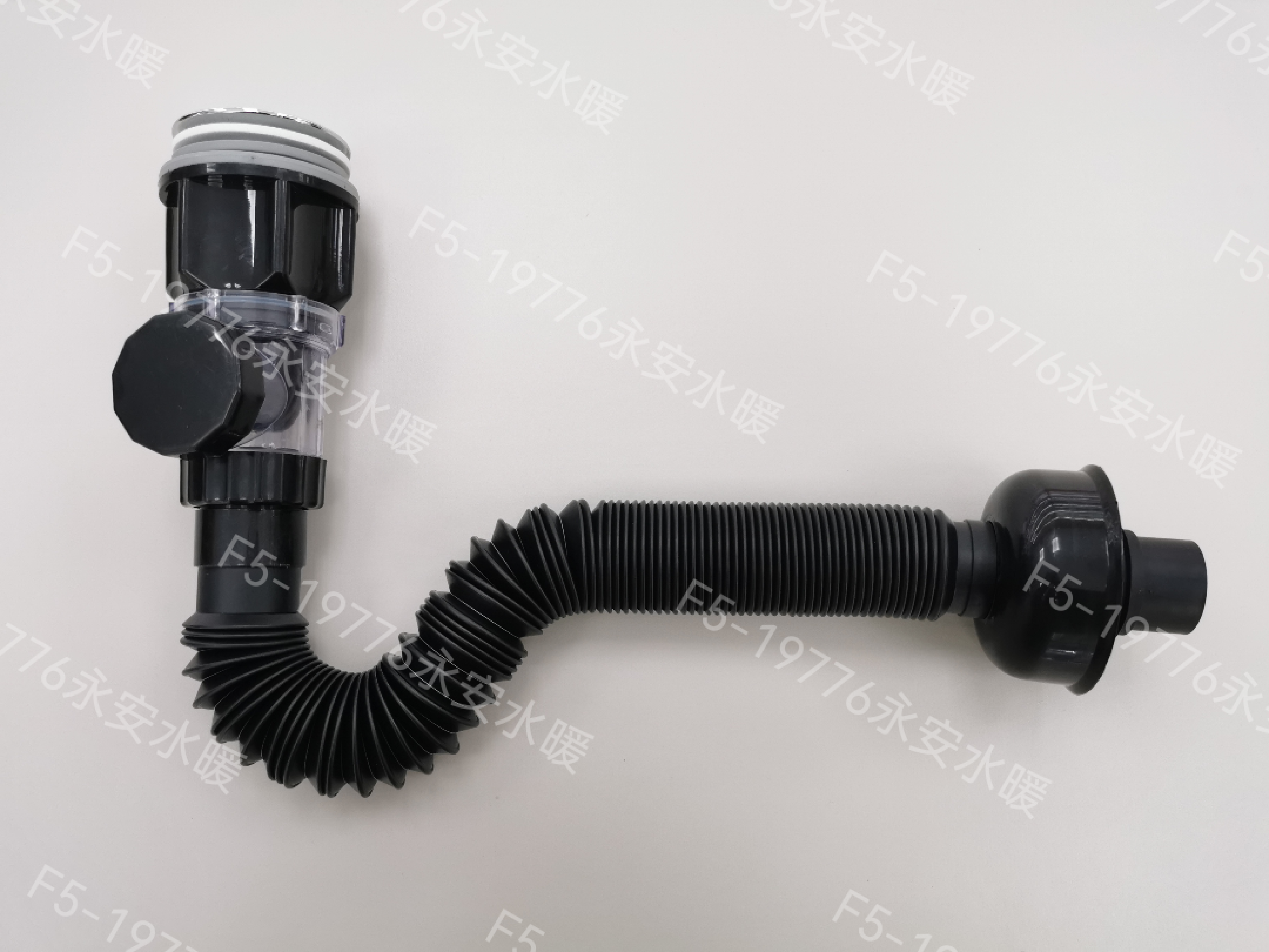 黑色防臭脸盆下水套装翻盖式横竖排两用