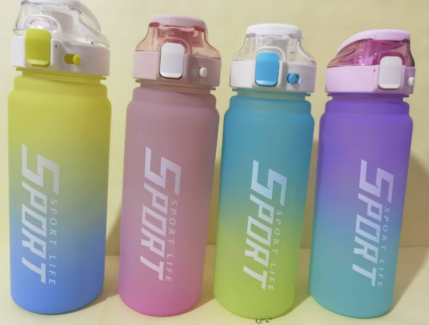 X158-8332 gradient color water cup, large capacity, high appearance level, frosted outdoor sports water bottle, fashionable spring lid, direct drinking Item Picture