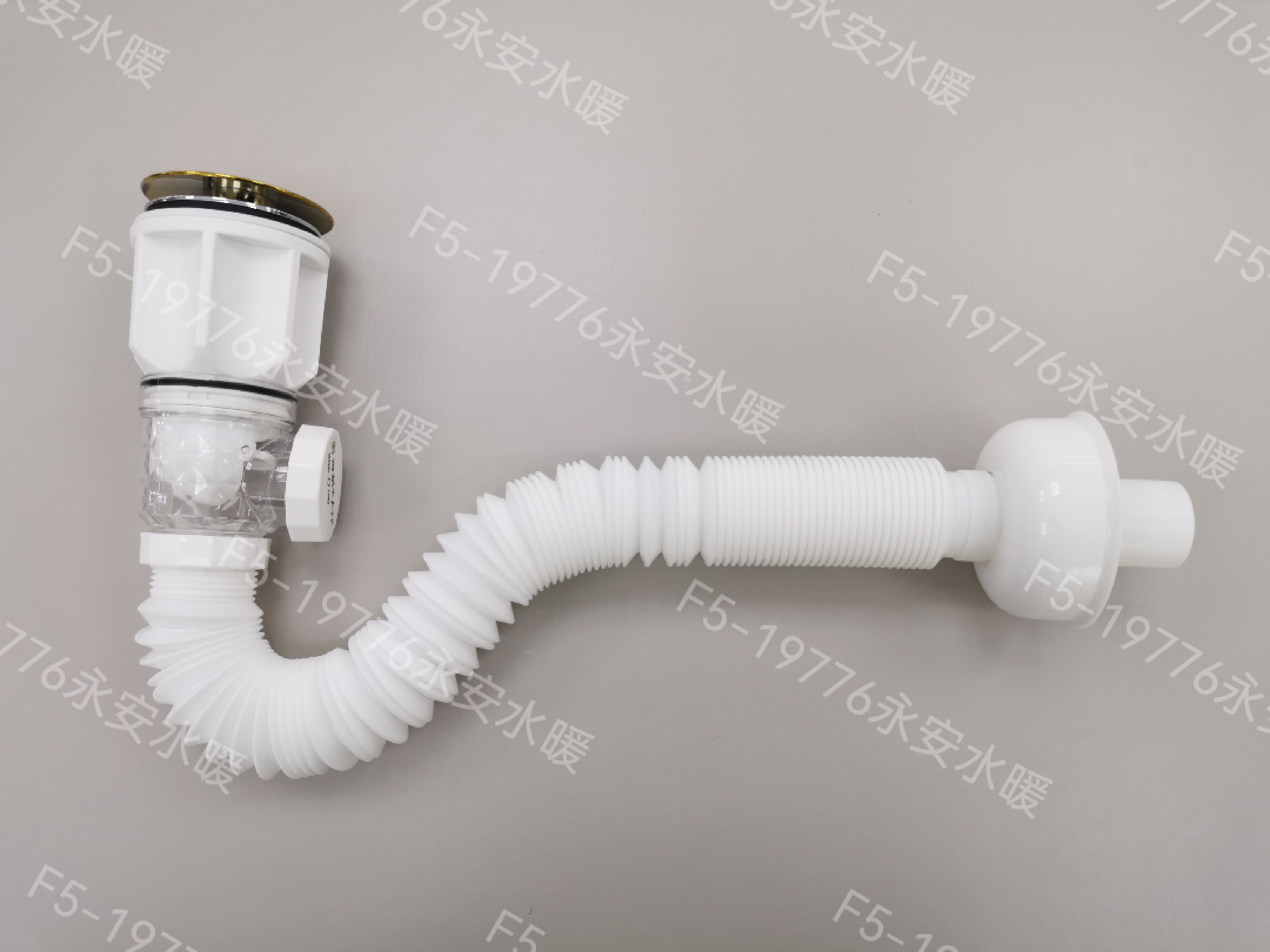 横竖排两用防臭脸盆下水金色大面弹跳不锈钢头