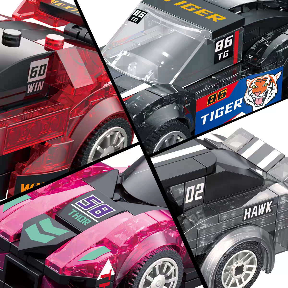 GZ7023 Cyberpunk Luminous Racing car children's car model Boy and girl building block toy gift Application Scenario