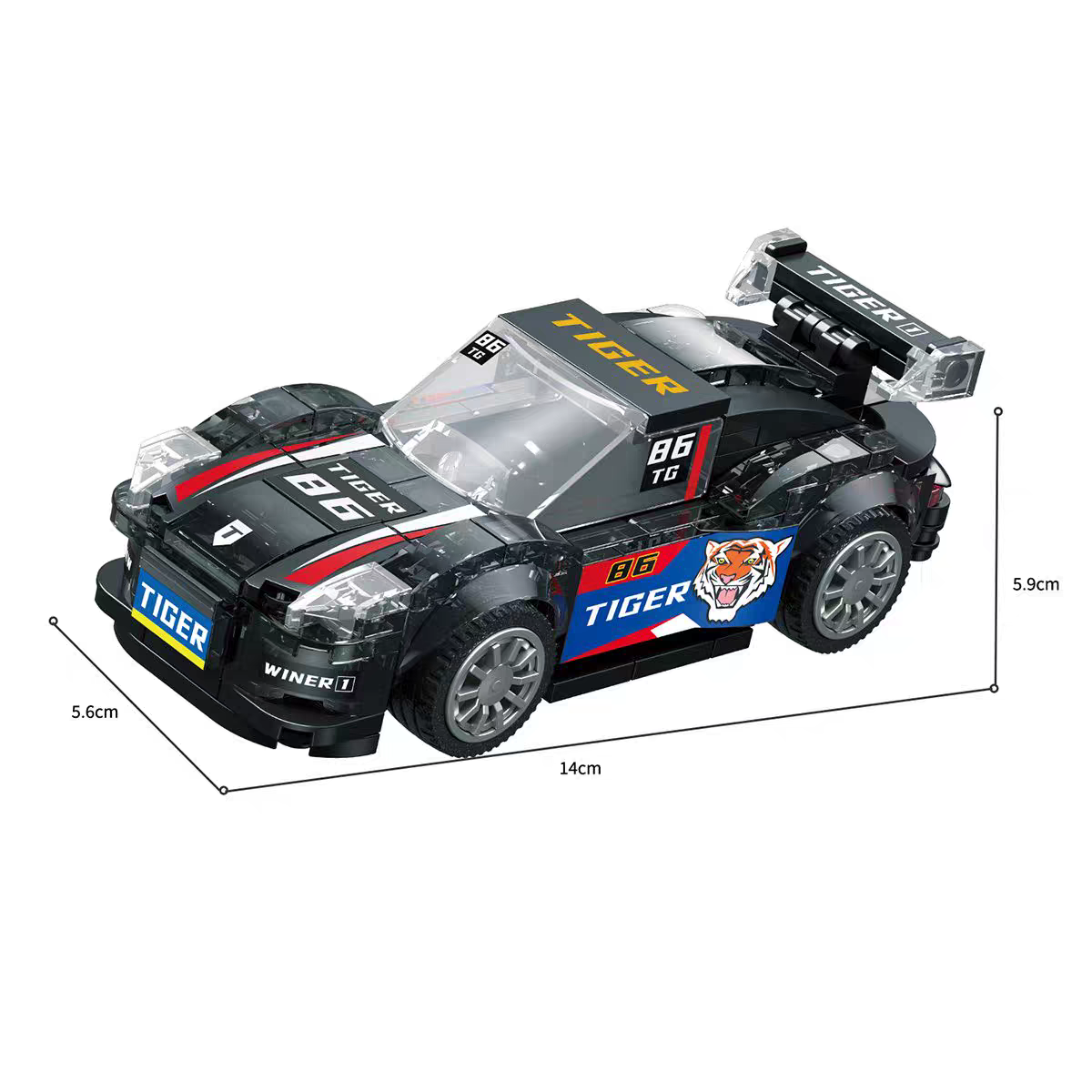 GZ7023 Cyberpunk Luminous Racing car children's car model Boy and girl building block toy gift detail image 6