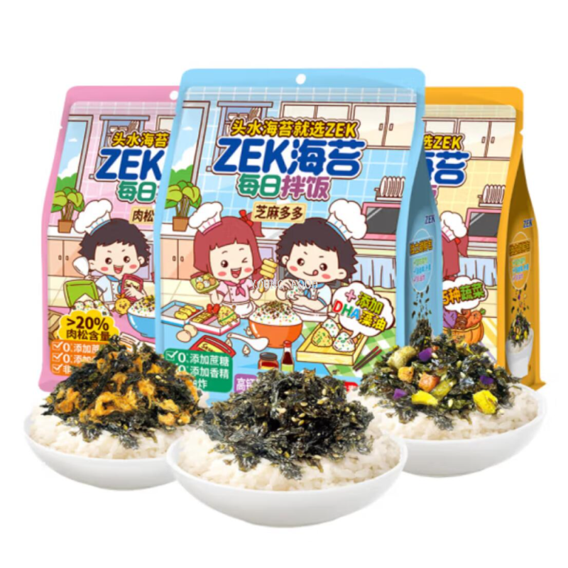 包邮！ZEK蔬菜多多每日拌饭海苔70g洋什铺AQUARTE零食手办紫菜碎白底实物图