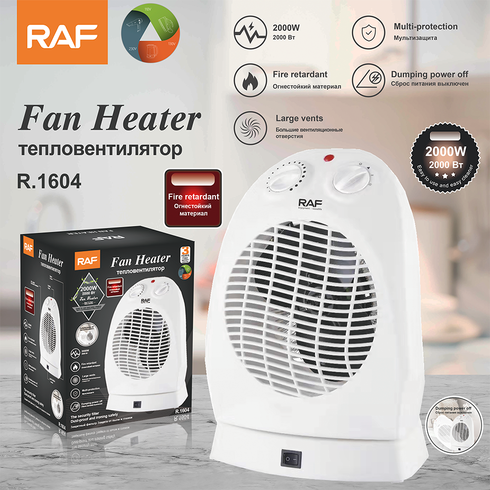 RAF European standard cross-border household heater, anti-tilt electric warm air, small office desktop warm air blower