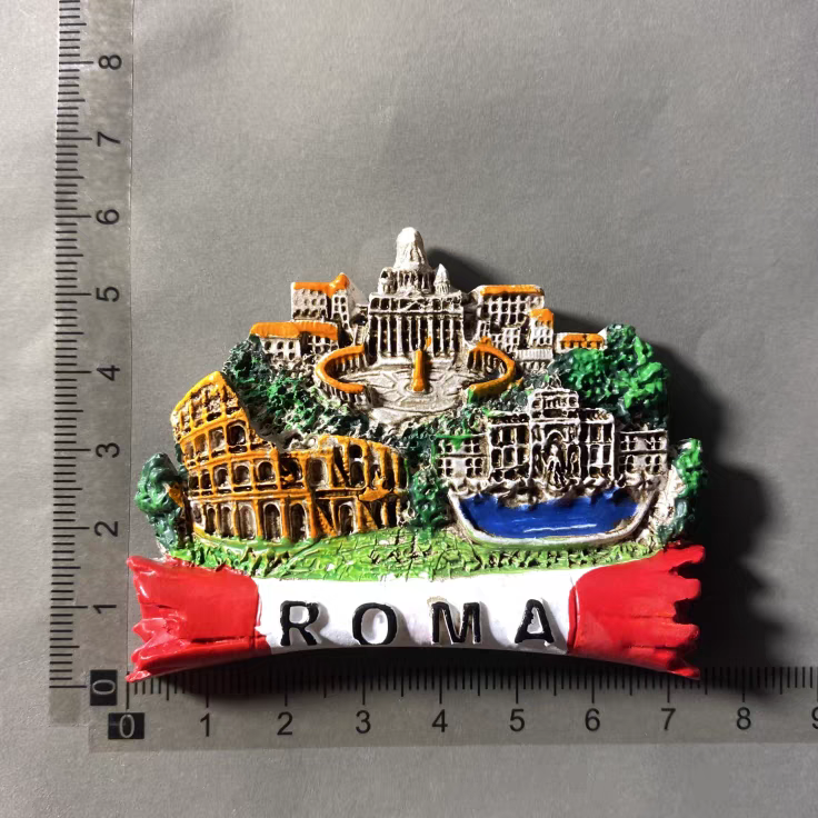 A creative three-dimensional landmark building for tourism in Rome, the capital of Italy, with resin painting decoration and magnetic fridge magnets detail image 2