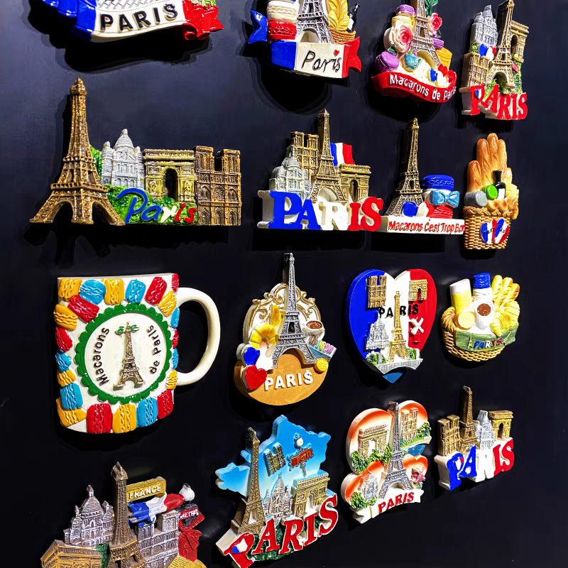 浪漫法国巴黎创意性树脂手绘旅游纪念品立体装饰工艺品磁铁冰箱贴小礼品细节图