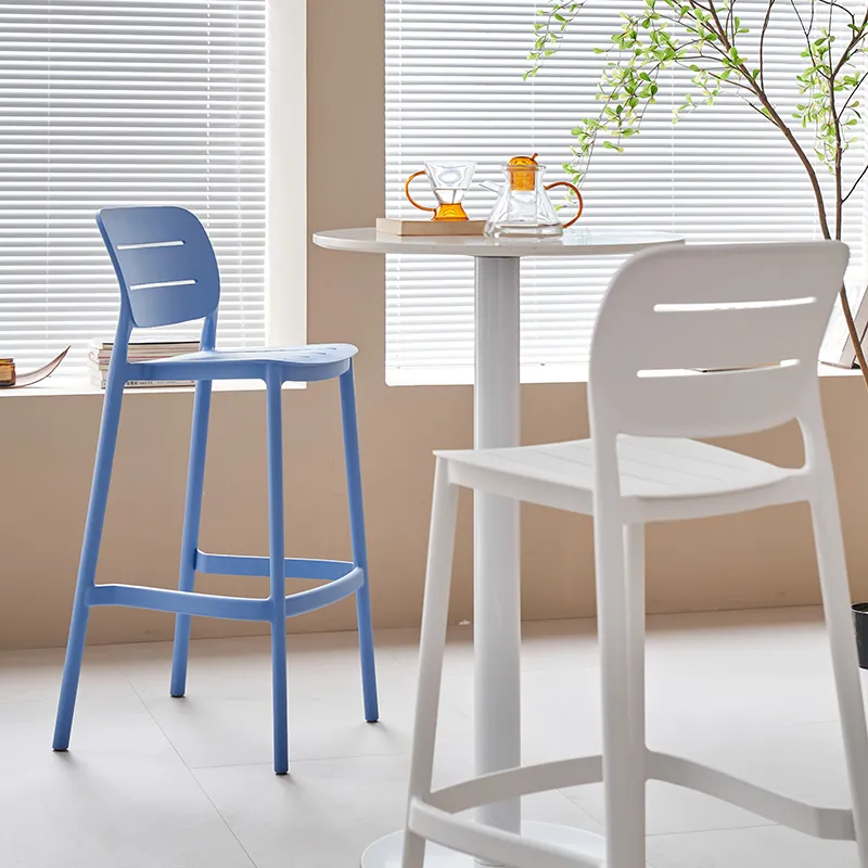 Nordic designer bar stools, modern, simple and light luxury plastic bar stools, stackable, popular outdoor high stools for bars Specification image