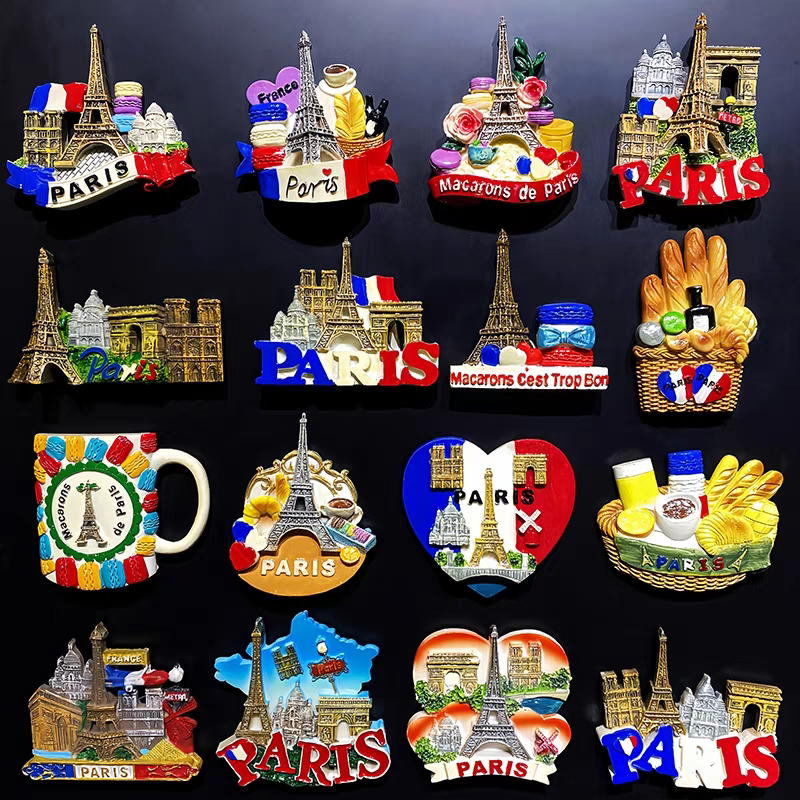 浪漫法国巴黎创意性树脂手绘旅游纪念品立体装饰工艺品磁铁冰箱贴小礼品图