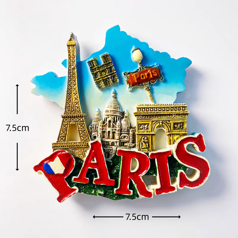 浪漫法国巴黎创意性树脂手绘旅游纪念品立体装饰工艺品磁铁冰箱贴小礼品详情图10