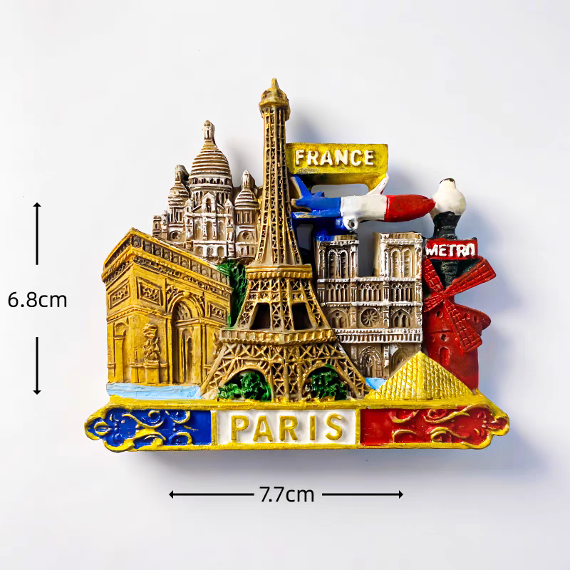 浪漫法国巴黎创意性树脂手绘旅游纪念品立体装饰工艺品磁铁冰箱贴小礼品详情图15