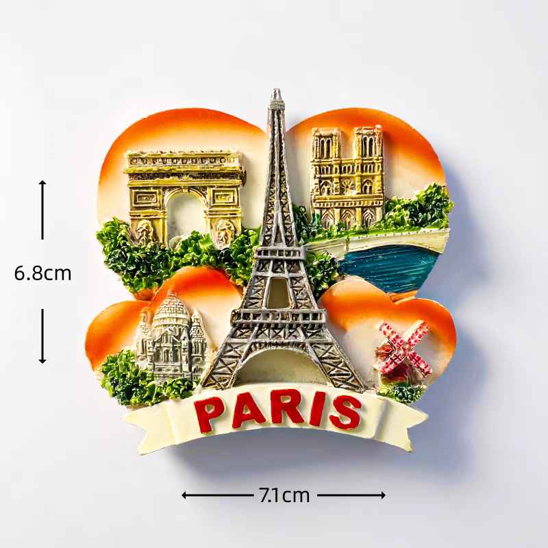 浪漫法国巴黎创意性树脂手绘旅游纪念品立体装饰工艺品磁铁冰箱贴小礼品详情图12