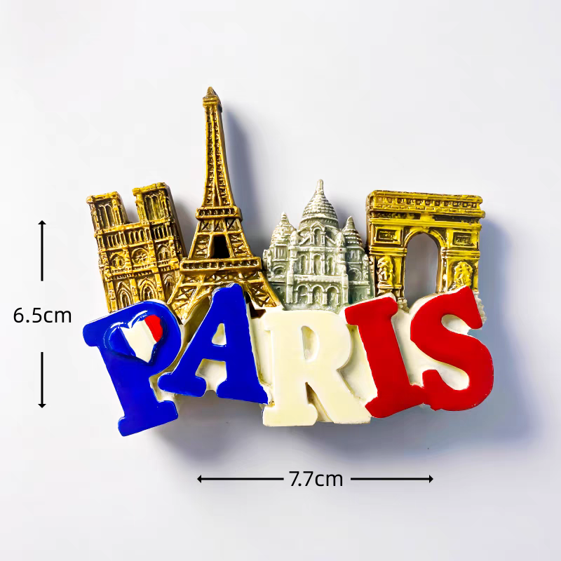 浪漫法国巴黎创意性树脂手绘旅游纪念品立体装饰工艺品磁铁冰箱贴小礼品详情图13