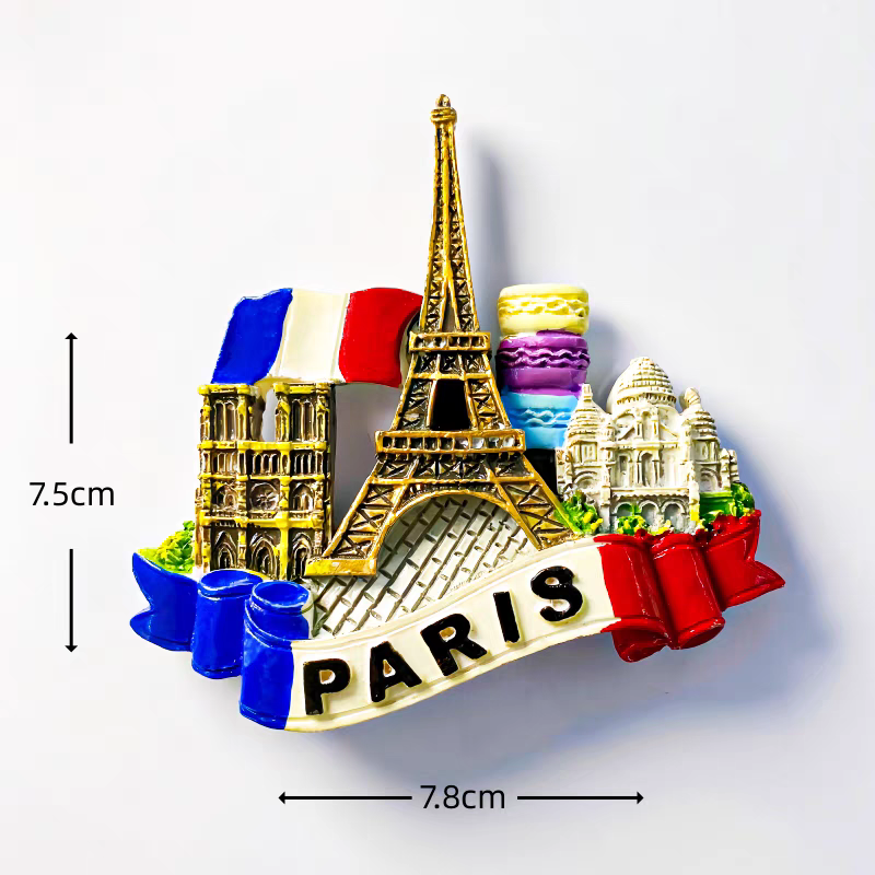 浪漫法国巴黎创意性树脂手绘旅游纪念品立体装饰工艺品磁铁冰箱贴小礼品详情图5
