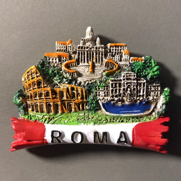 A creative three-dimensional landmark building for tourism in Rome, the capital of Italy, with resin painting decoration and magnetic fridge magnets detail image 5