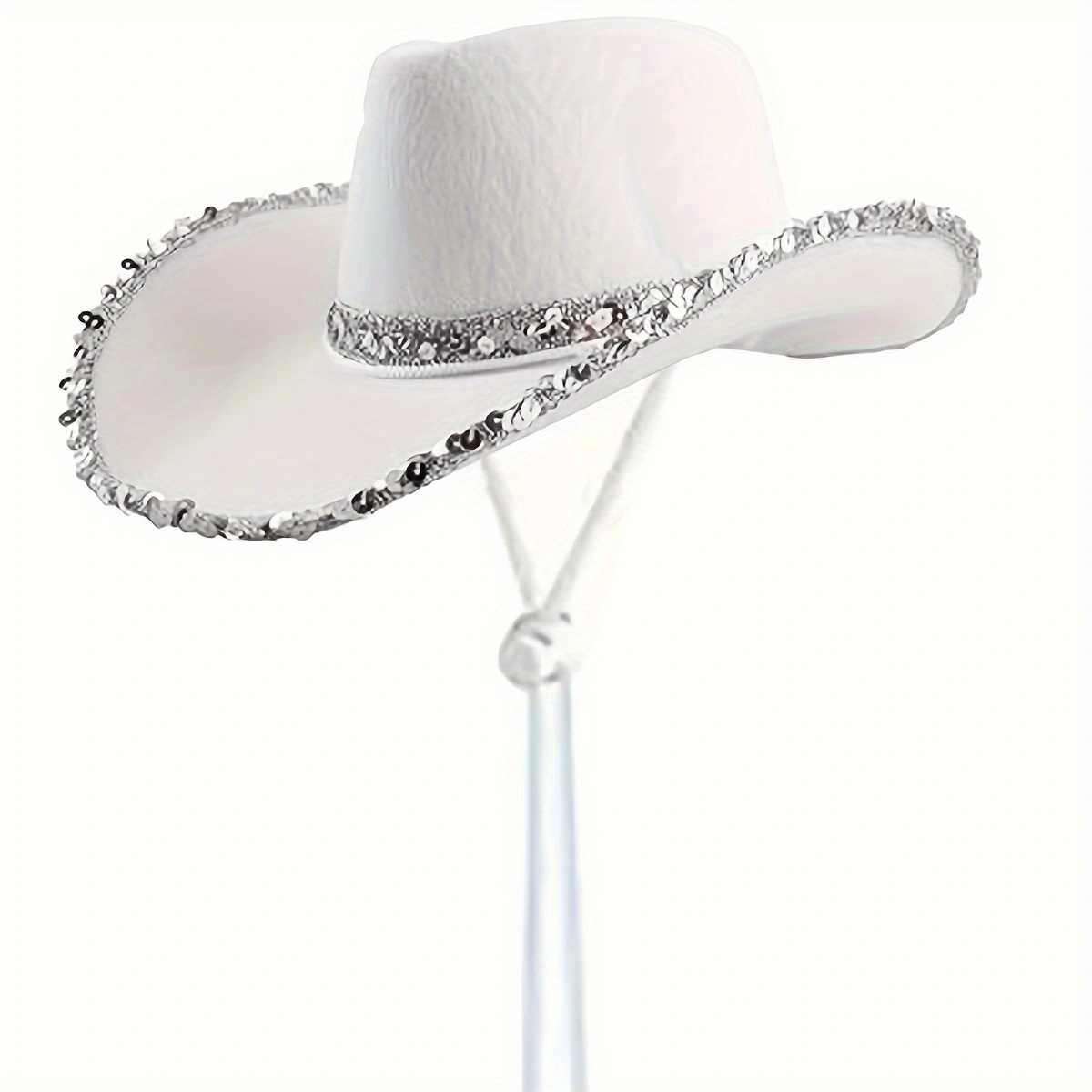 The Western cowboy hat, a versatile daily casual hat with silver edges, is suitable for single girls, role-playing masquerade balls Item Picture