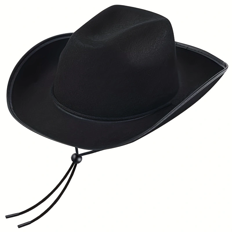 Novel felt women's denim hat strap with adjustable drawstring, music festival bride hat, stage performance Western-style party outfit accessory hat Item Picture