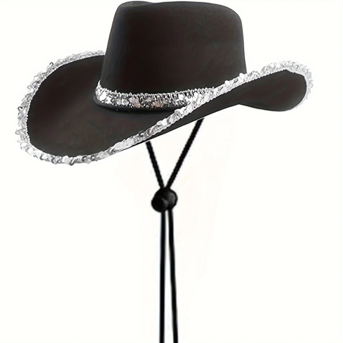The Western cowboy hat, a versatile daily casual hat with silver edges, is suitable for single girls, role-playing masquerade balls Specification image