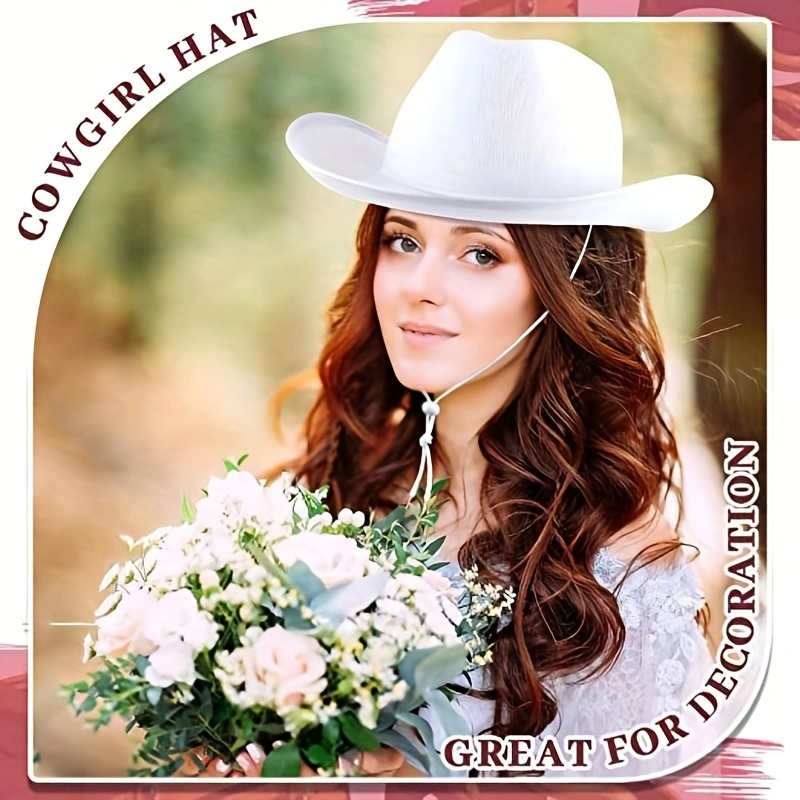 Novel felt women's denim hat strap with adjustable drawstring, music festival bride hat, stage performance Western-style party outfit accessory hat details Picture