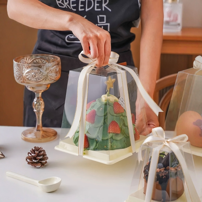 【稳固防移】异形透明蛋糕盒子3寸4寸5寸6寸双层加高生日烘焙包装盒蛋糕包装盒详情4