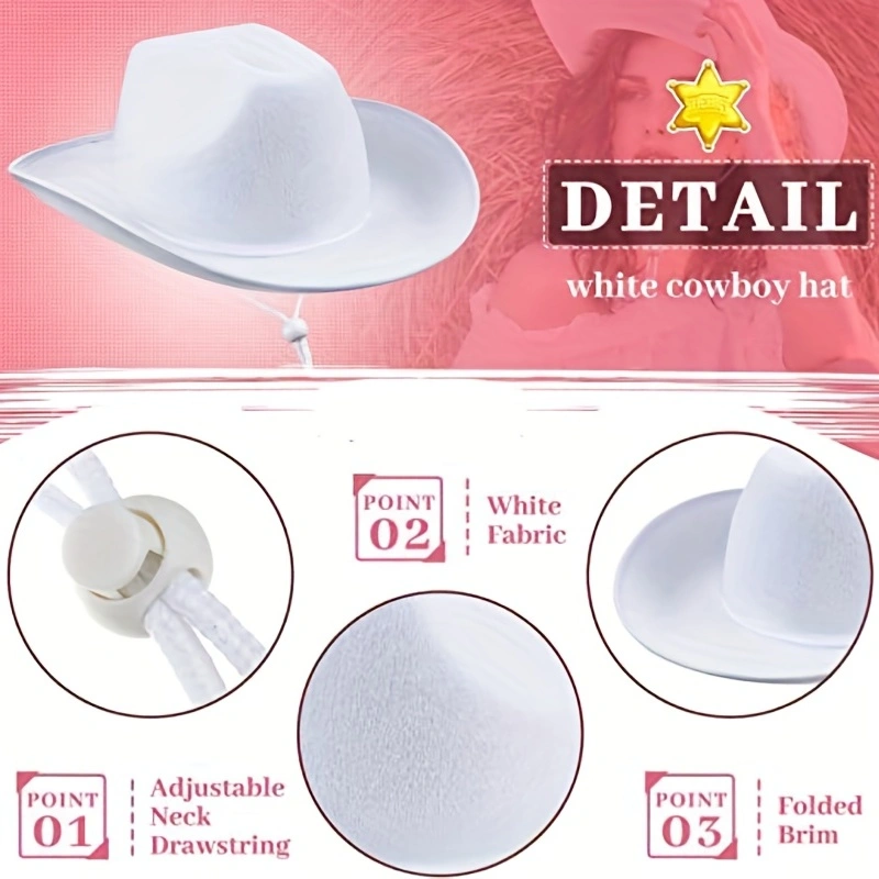 Novel felt women's denim hat strap with adjustable drawstring, music festival bride hat, stage performance Western-style party outfit accessory hat Specification image