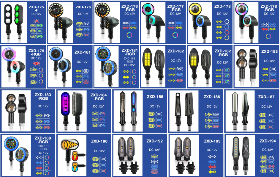 Universal motorcycle parts fishbone Y-shaped motorcycle dual-color sequential flowing water LED turn signal indicator light pic 5