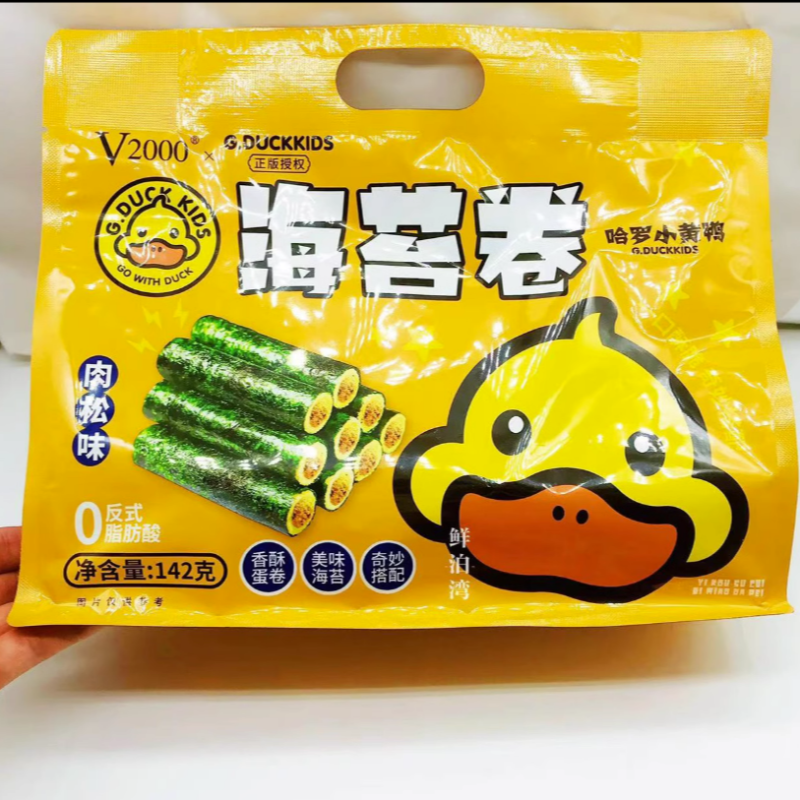 包邮！哈罗小黄鸭肉松海苔卷142g爱吃星星的猫儿童休闲食品零食糕