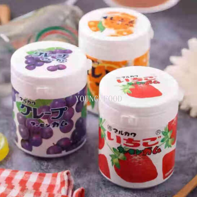 包邮！日本进口丸川橙子味口香糖130g GONGOLI口气爆香零食穿戴甲白底实物图