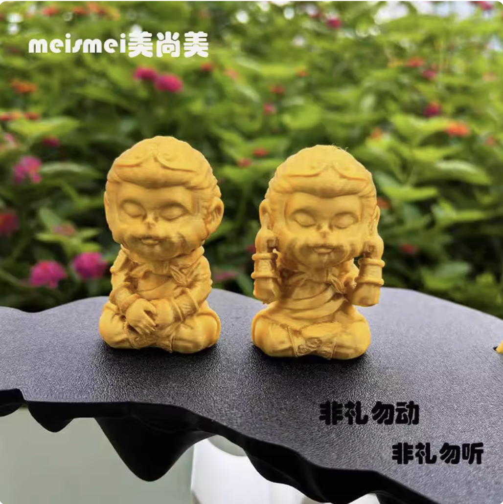 "National Trend 'The Analects of Confucius' Four Don 'ts Monk/Don't Look, Don't Listen, Don't Speak, Don't Move /3D printed ornaments, decorative items, handicrafts, cultural and creative figurines, peripheral products. Specification image