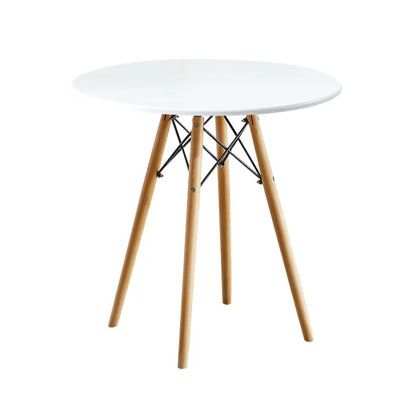 White small round table, home small-sized dining table and chairs, negotiation simple reception table, coffee shop one table and two chairs Item Picture