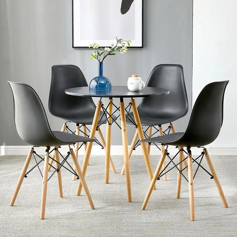 White small round table, home small-sized dining table and chairs, negotiation simple reception table, coffee shop one table and two chairs Application Scenario