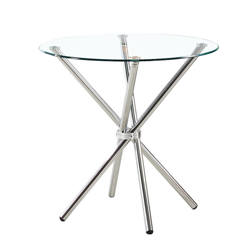 Tempered glass round table, modern and simple small apartment dining table, negotiation and reception small round table, balcony outdoor leisure table Item Picture