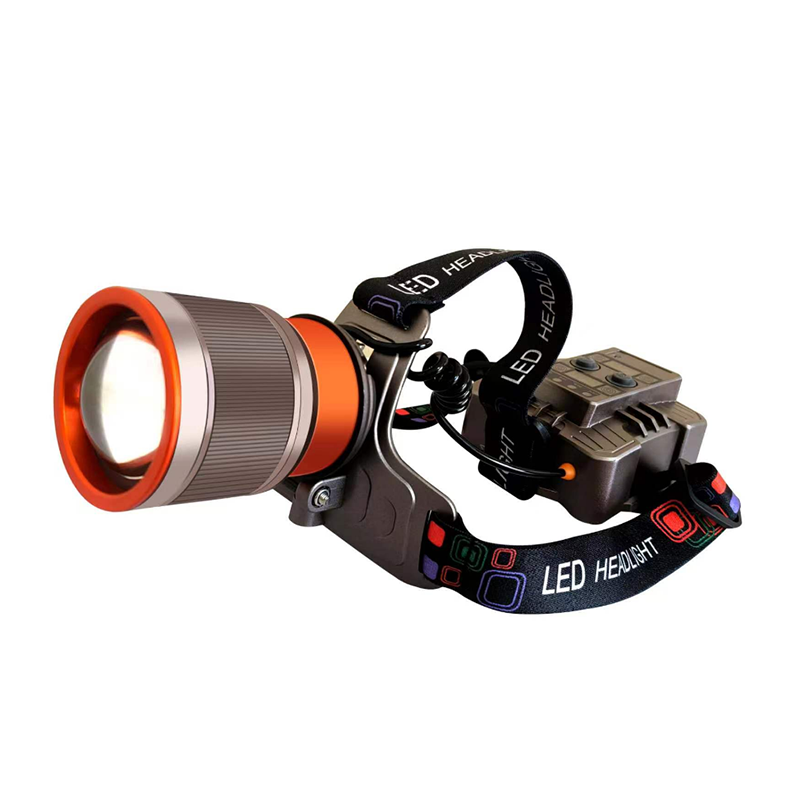 Backpack charging headlamp, telescopic focusing, long-range strong light, LED rechargeable lamp, head-mounted outdoor searchlight, spotlight cannon