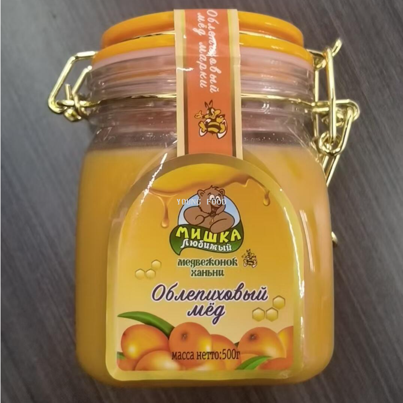批发包邮！俄罗斯进口零食小熊憨妮牌沙棘蜂蜜500g洋什铺手办百货