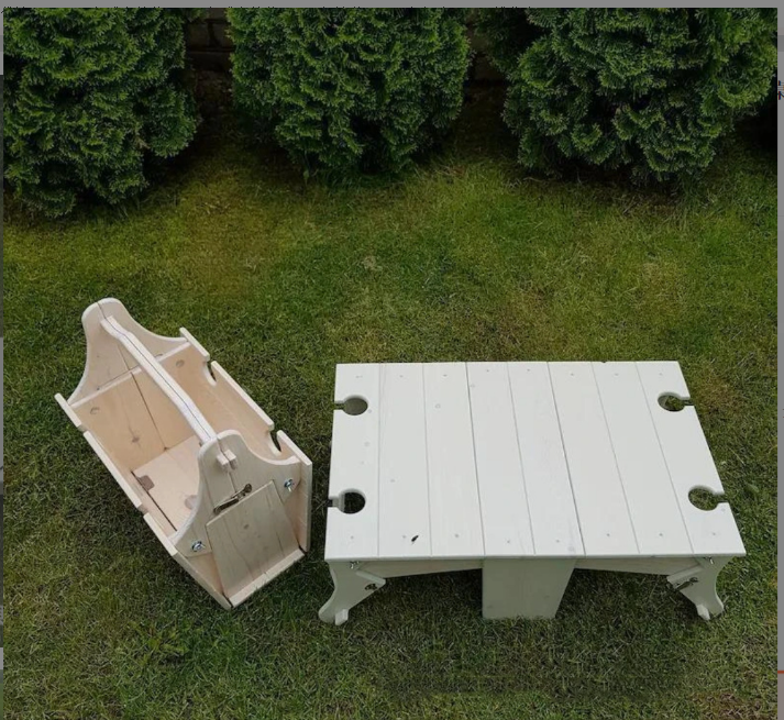 Wooden outdoor folding table, portable fruit and vegetable basket, two-in-one spring outing egg roll table, barbecue cup holder, wine table pic 2