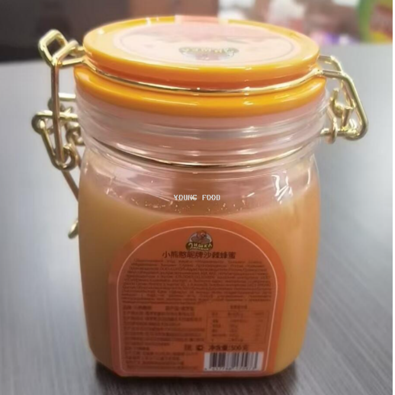 批发包邮！俄罗斯进口零食小熊憨妮牌沙棘蜂蜜500g洋什铺手办百货白底实物图