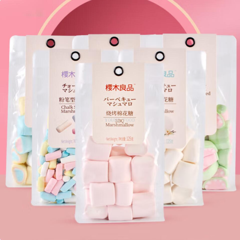 包邮！新樱木良品烧烤棉花糖90g假面具童趣儿童休闲零食糖果手办