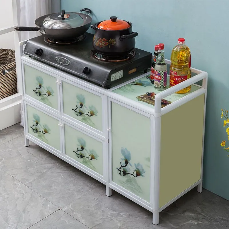 Bowl cabinets, household kitchen cabinets, simple kitchen cabinets, storage cabinets, sideboard tea cabinets, stove cabinets, kitchen storage cabinets, aluminum alloy details Picture