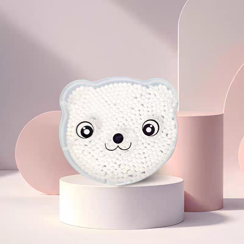 0870-300 Cartoon Panda Box baby cleaning cotton swabs, high appearance level portable cotton swabs, disposable cosmetic cotton swabs details Picture