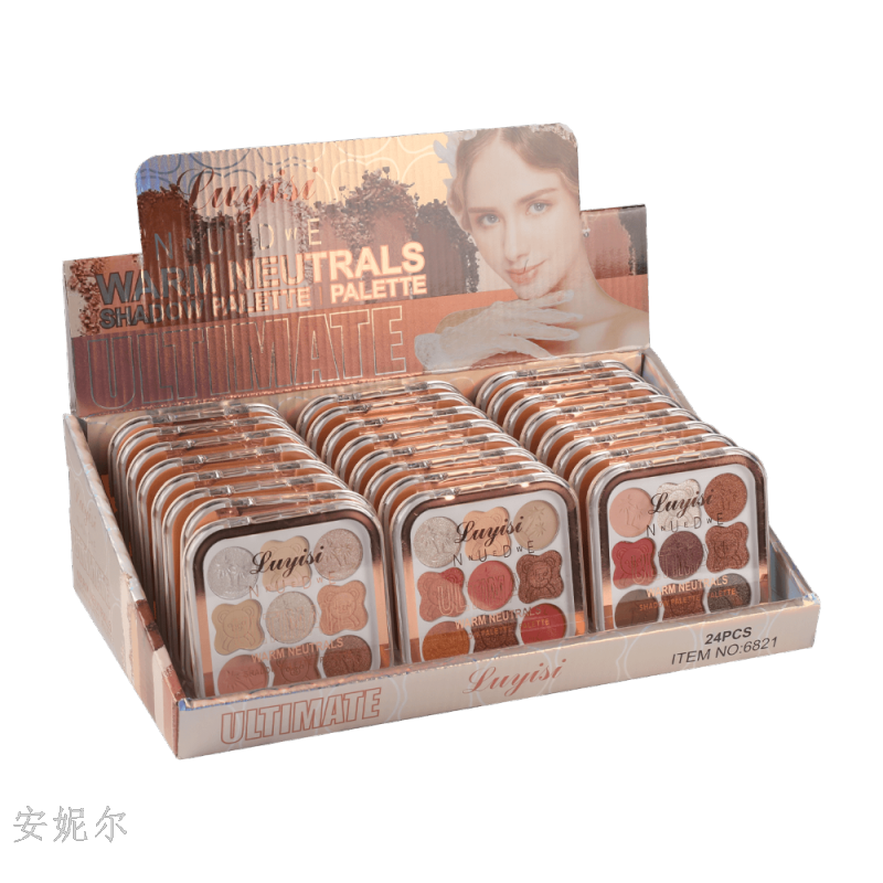 The new 9-color plastic box eyeshadow comes in three groups of colors: natural, fashionable, easy to apply, and earth-toned, elegant eyeshadow details Picture