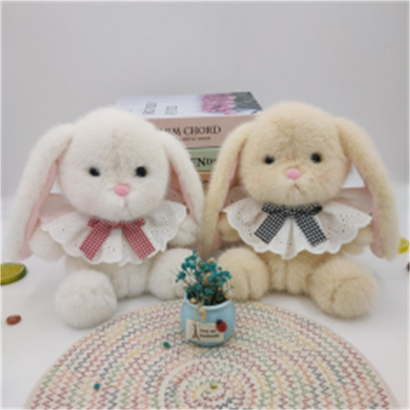 Toy plush toy doll factory direct delivery doll toy eyelid Lily Rabbit checkered bow shawl style doll Specification image