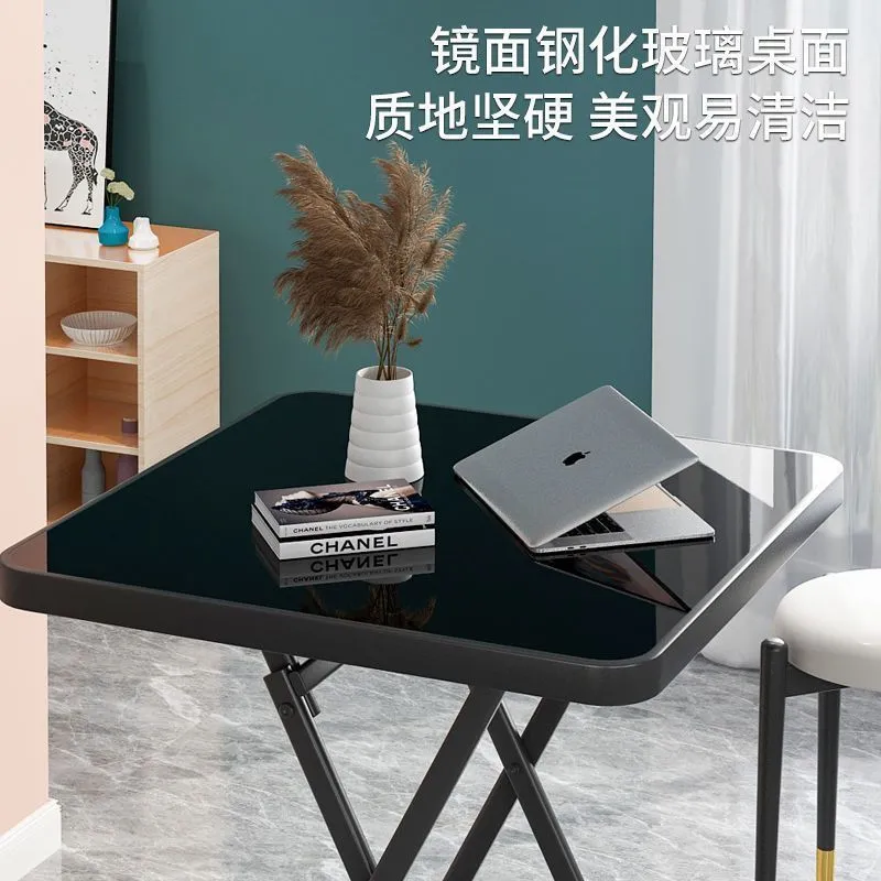 Mesa de comedor hogar pequeño comedor cuádruple mesa redonda pequeña mesa plegable al aire libre dormitorio sala de estar mesa plegable details Picture