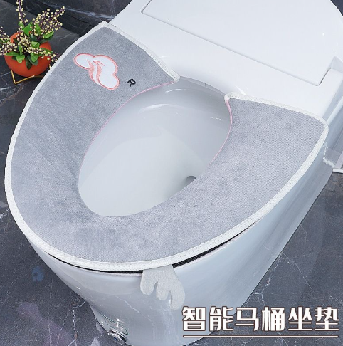 智能马桶专用坐垫秋冬通用拉链款自动马桶套家用坐便圈毛绒坐垫0358详情5