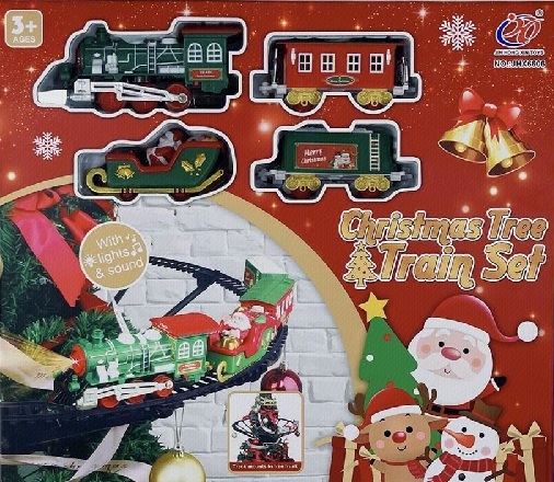 电动灯光音乐圣诞支架轨道火车儿童益智拼自装diy电动轨道车