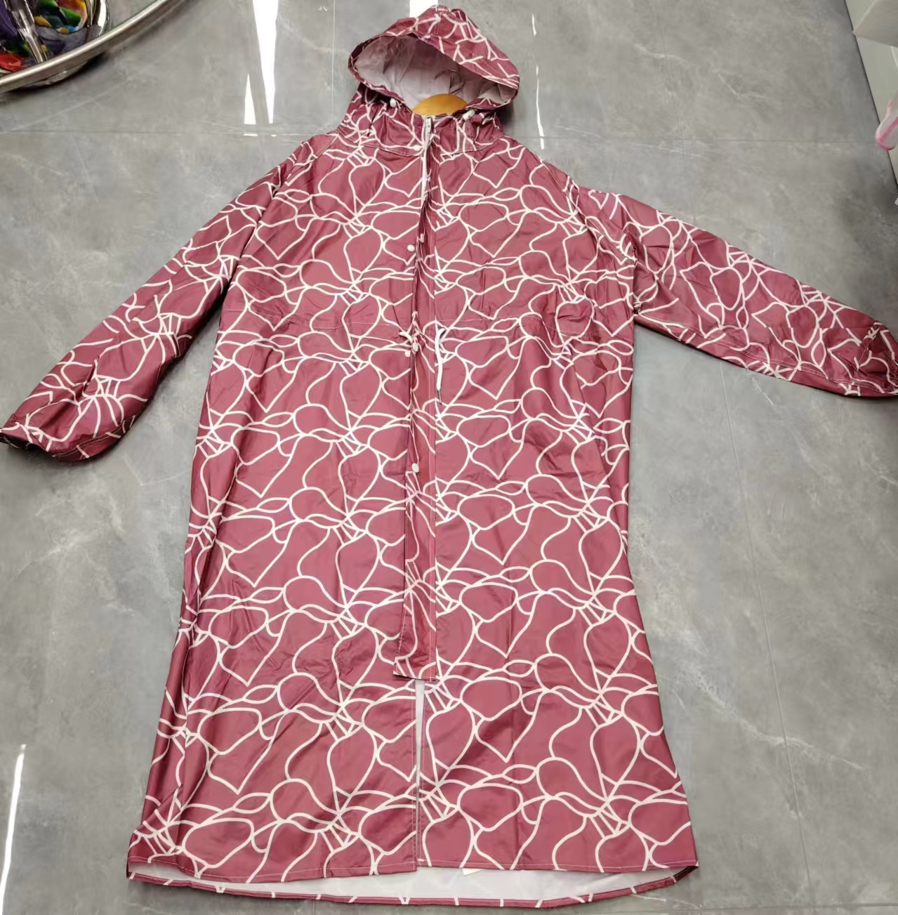 多花色男款女款户外运动长款雨衣带拉链长雨衣带腰带长雨衣