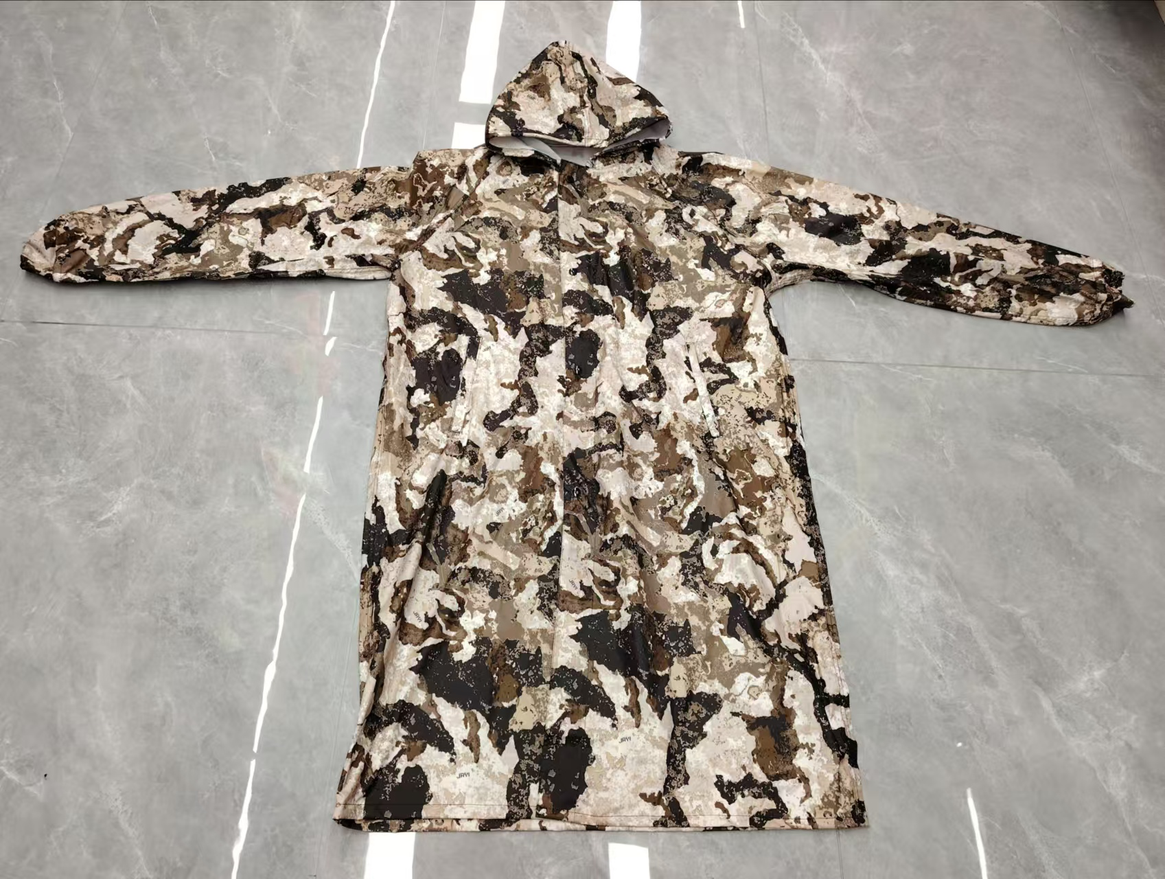 多花色男款女款户外运动长款雨衣带拉链长雨衣细节图