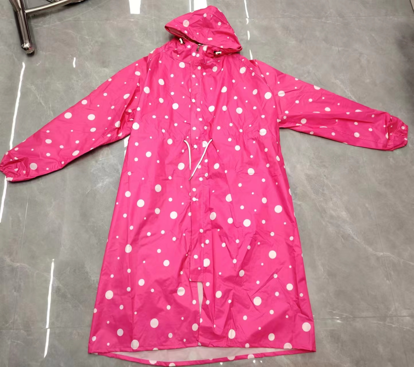 多花色男款女款户外运动长款雨衣带拉链长雨衣带腰带长雨衣细节图