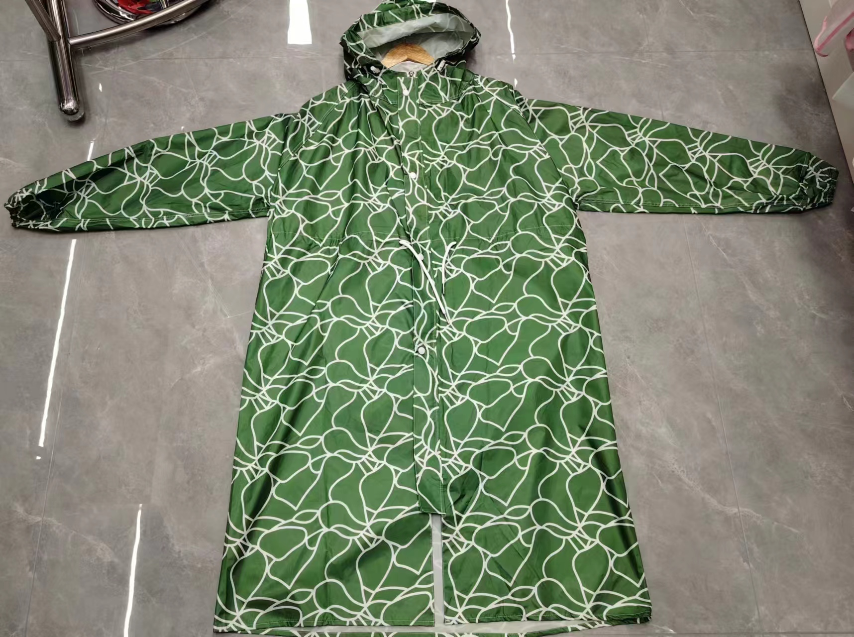 多花色男款女款户外运动长款雨衣带拉链长雨衣带腰带长雨衣产品图