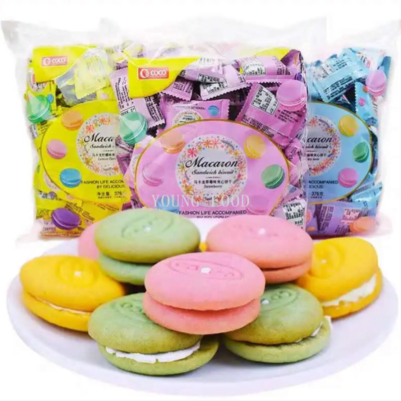 包邮！coco马卡龙风柠檬味夹心饼干376gWAFERBITES手办休闲零食