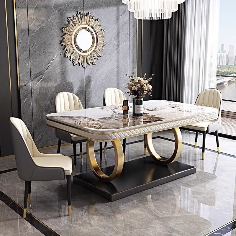 Estilo italiano ligero lujo mesa de comedor y sillas de piedra hogar pequeño hogar moderno minimalista rectangular mesa de comedor eno